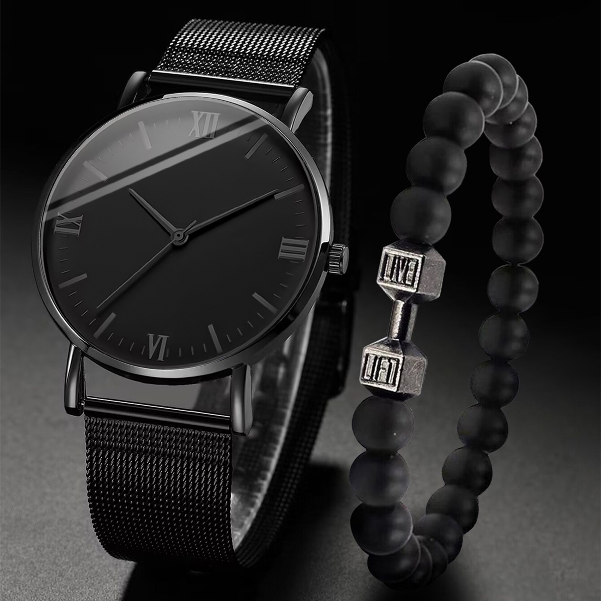 Stainless Mesh Band - 2 pièces montre pour hommes mode