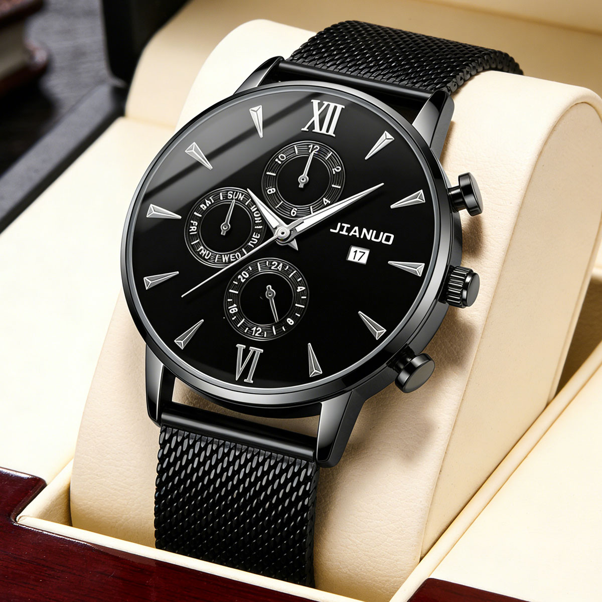 Stainless Mesh Band - Montre à quartz tendance pour homme,