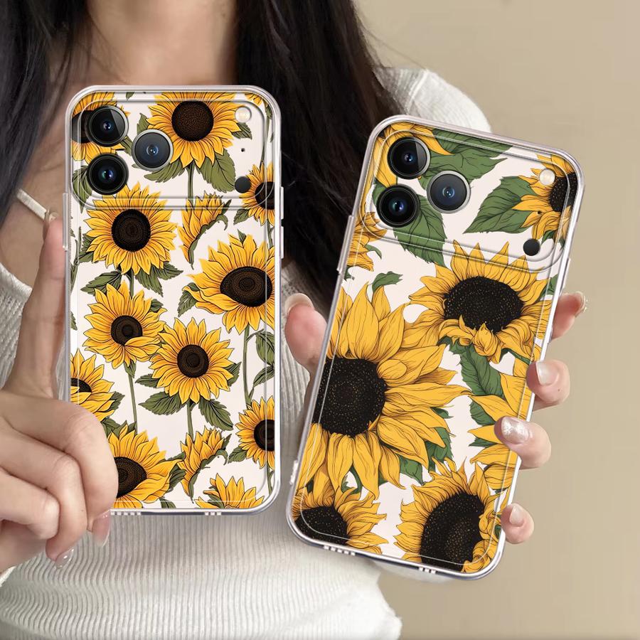 Apple Iphone 16 - Coque transparente à motif tournesol mignon
