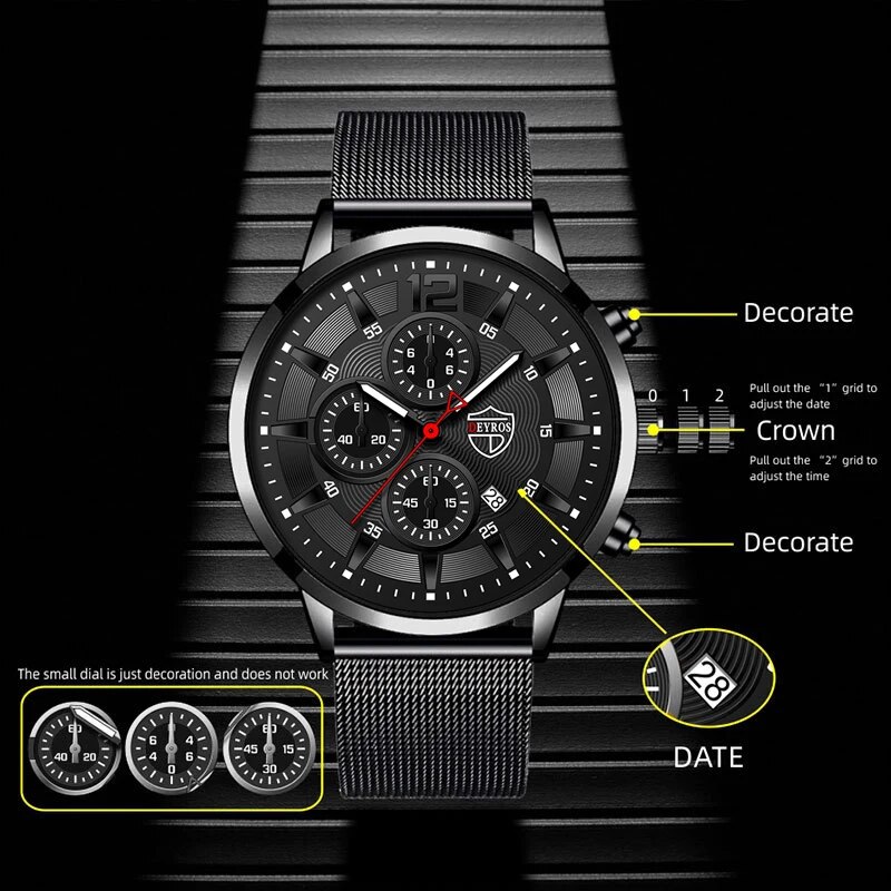 DEYROS-Montre à Quartz Minimal - Stainless Mesh Band avis et prix