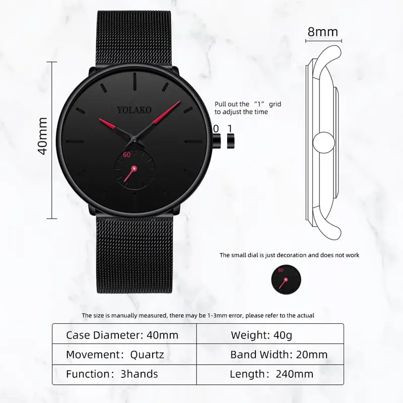 YOLAKO hommes mode minimaliste - Stainless Mesh Band avis et prix