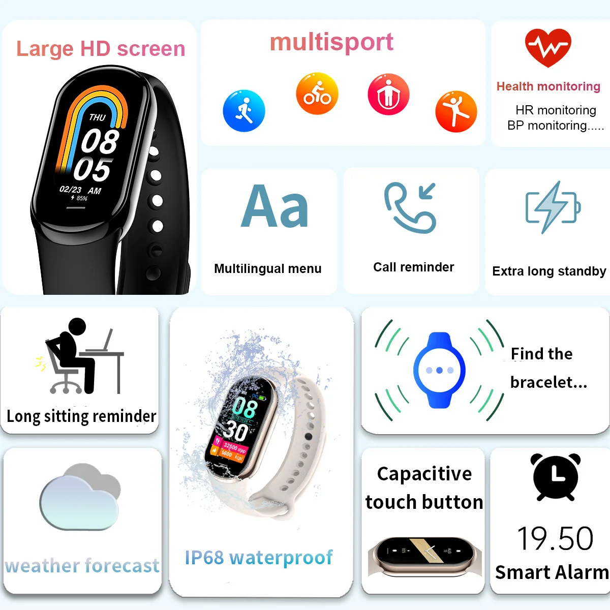 Nouveau Original petit M8 band - Android Smartwatch Accessories avis et prix